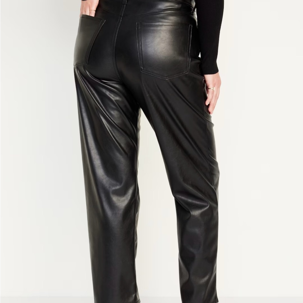 Old Navy Shiny Black Leather-Look Pants - Picture 4 of 7